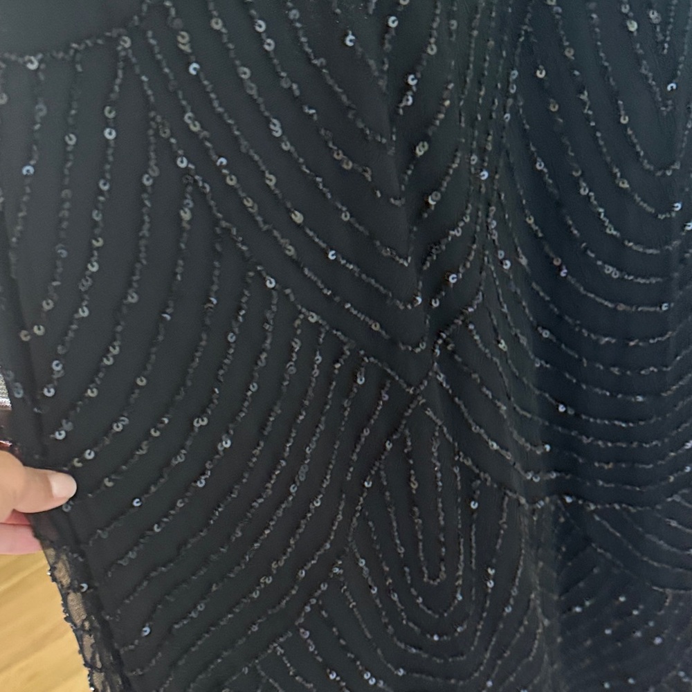 Adrianna Papell Black Sequin Maxi Slip Dress - only wore once great condition! - Picture 5 of 11